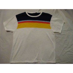 360 Sweater Womens Short Sleeve T Shirt Color Striped Cotton Shirt Simple Sz S